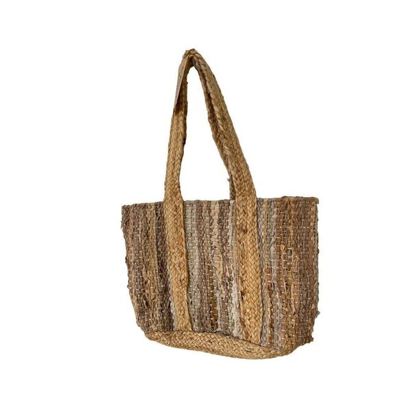 NWT Handwoven Recycled Leather & Virgin Jute Everyday Tote - Picture 1 of 13